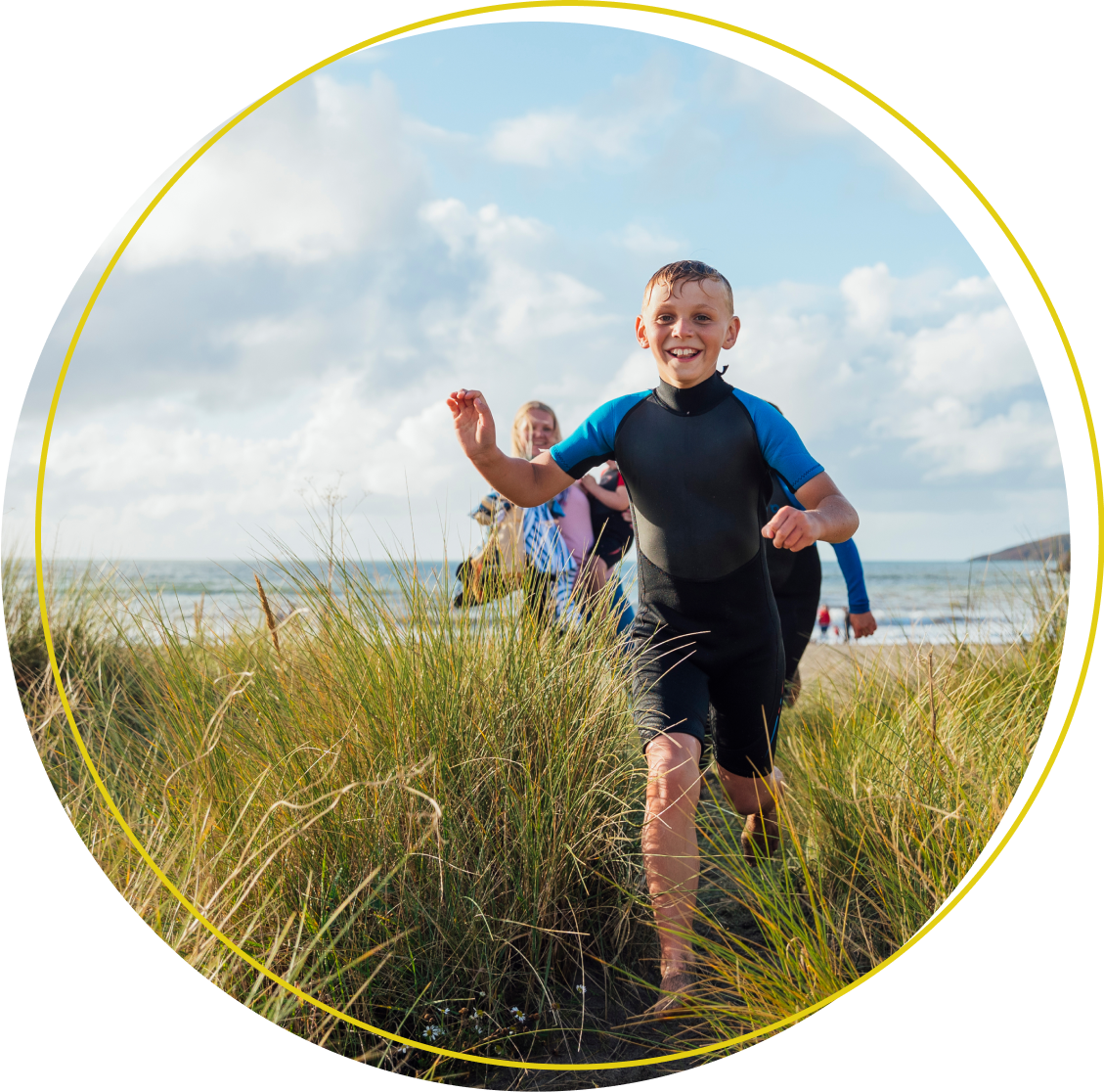 Boy Running in Field